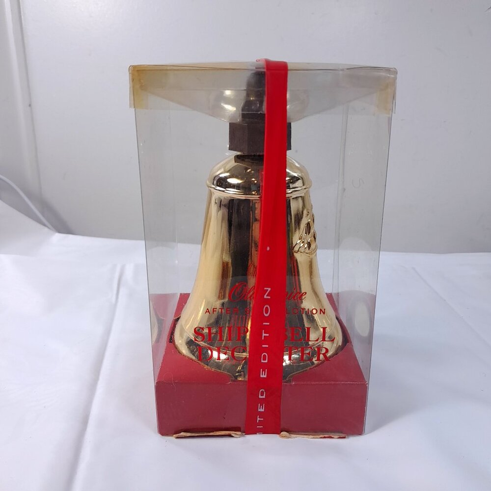 Vintage Shulton Old Spice After Shave Lotion gold Bell‎ Decanter W/ Box #4355